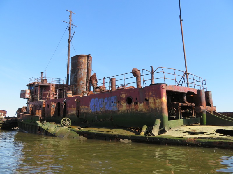 Graffiti on tugboat