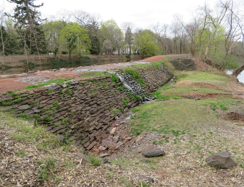 Rocks built up to support the trail