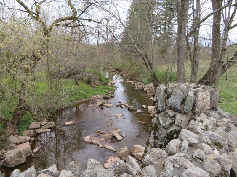 Rip rap-lined Dukes Brook