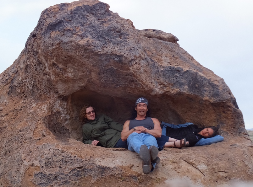 The three of us at a boulder indentation