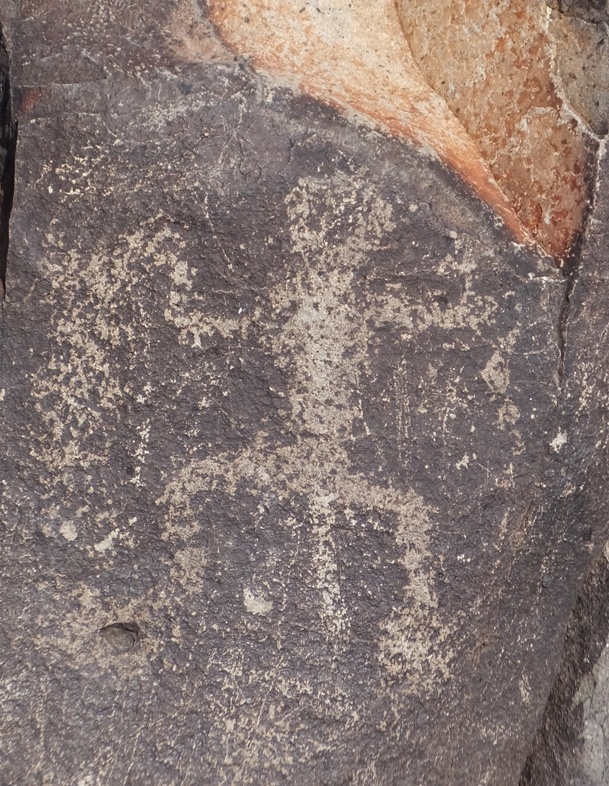 Petroglyph of roadkill with tail