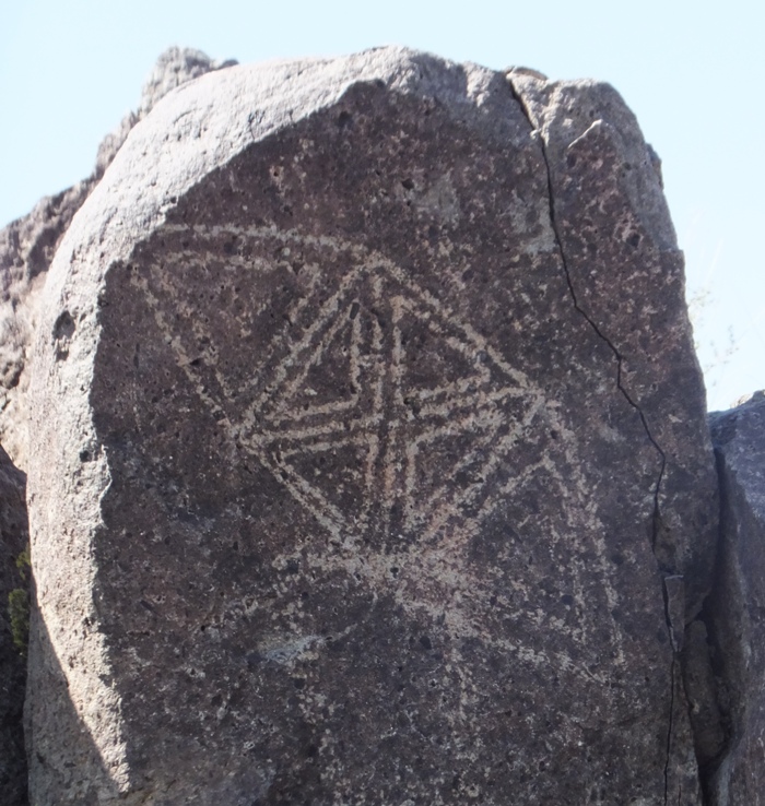 Petroglyph of kayak