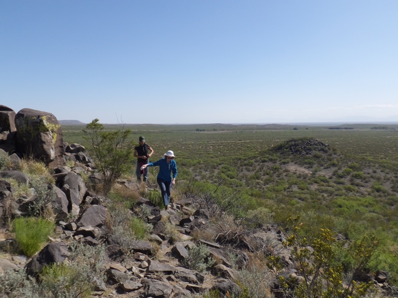 Carmen and Norma walking over rocks