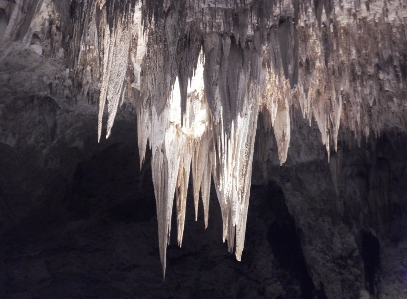 Illuminated white stalactites