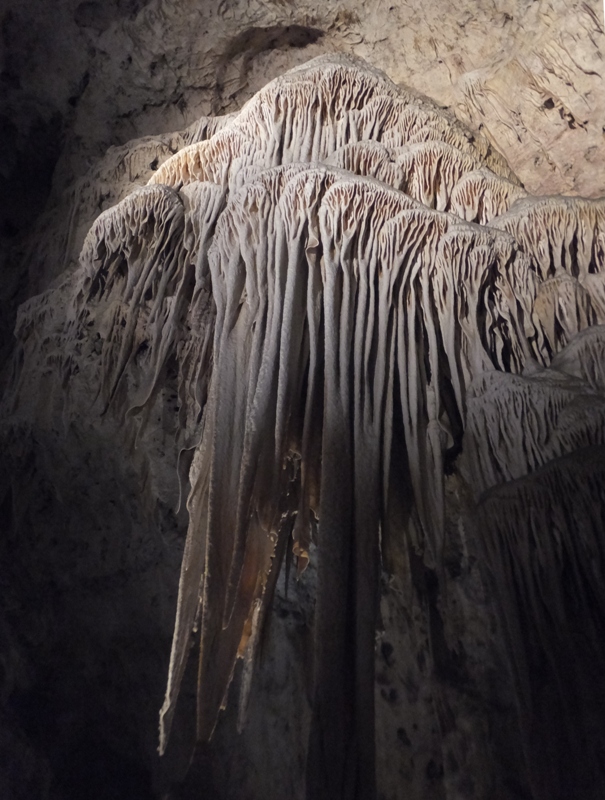 Vertical textures on wall of cave