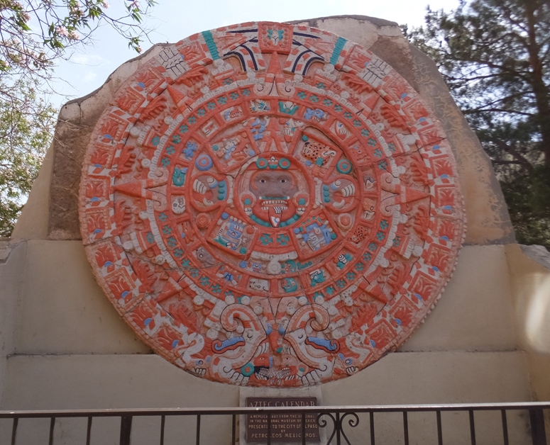 Giant Aztec calendar sculpture