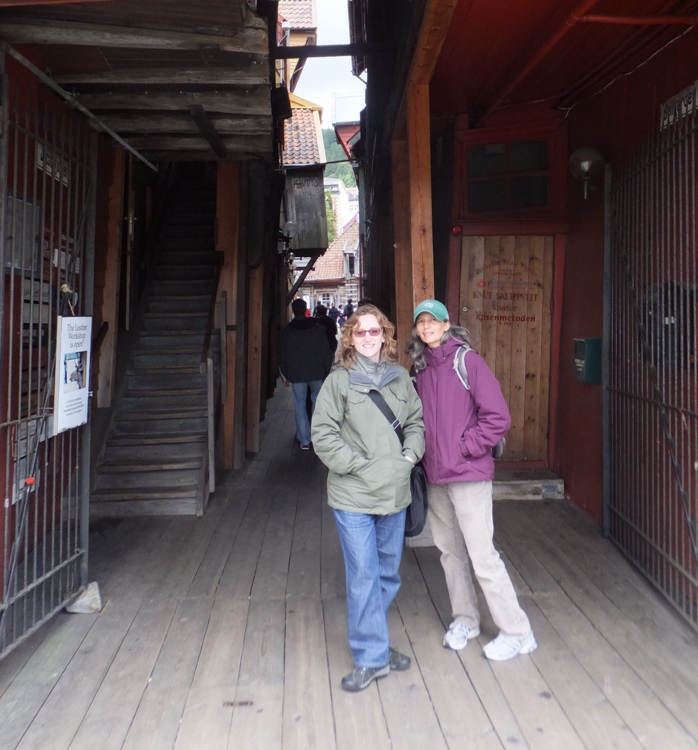 Norma and Carmen on a side street in Bergen