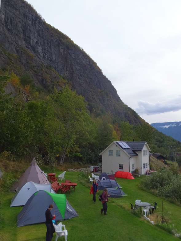 Tents and house with solar panels