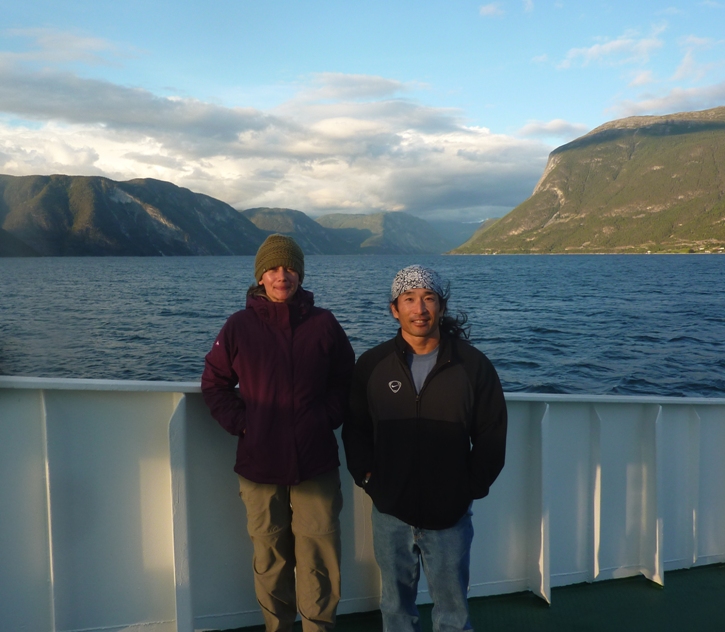 Carmen and I on the ferry with her looking very tall