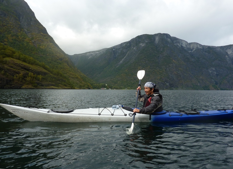 Me in kayak getting ready to go fast