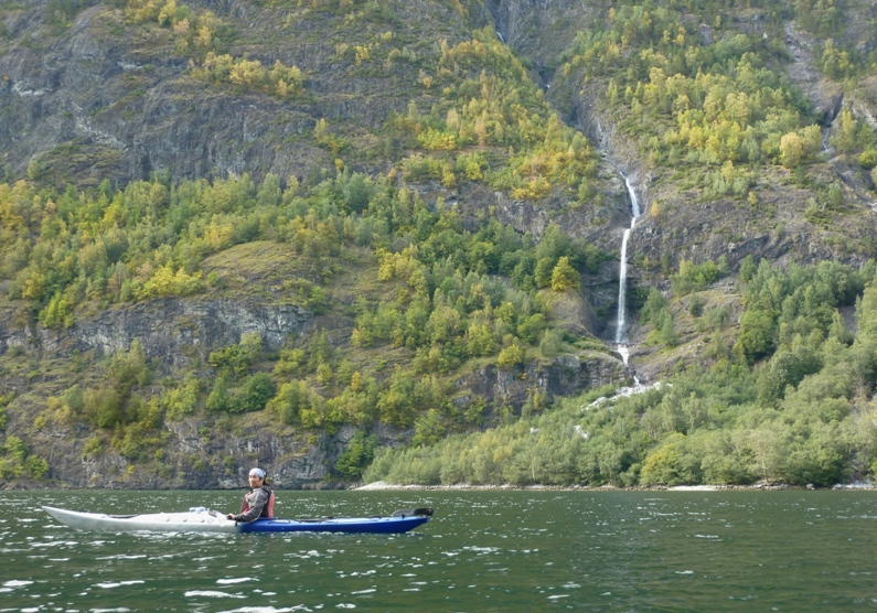 Me and waterfall with my rudder out of the water