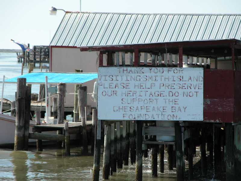 Sign asking visitors not to support the Chesapeake Bay Foundation