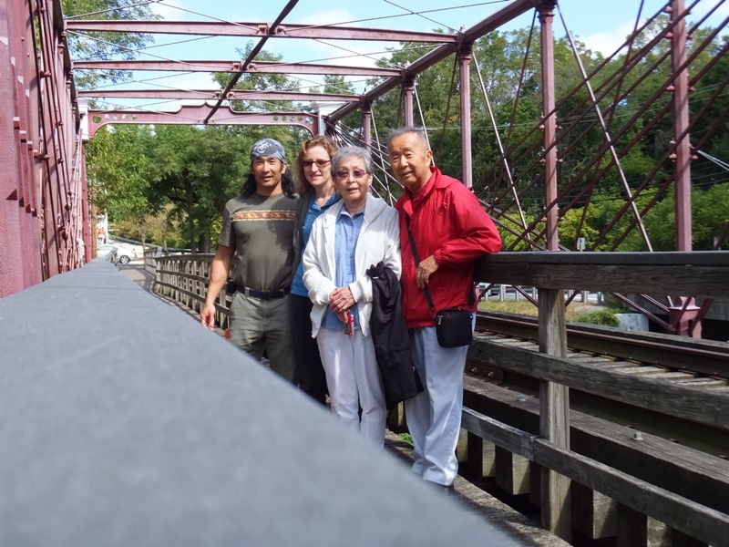 A zoomed in view of the four of us on the bridge