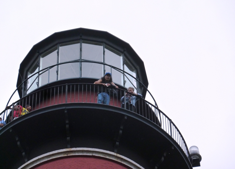 Mom and I near the top of the lighthouse looking down