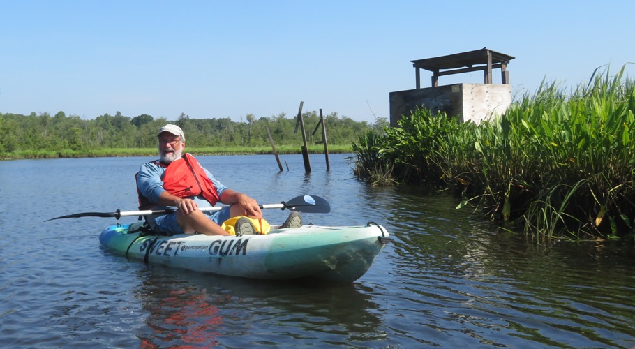 Tim next to a duck blind