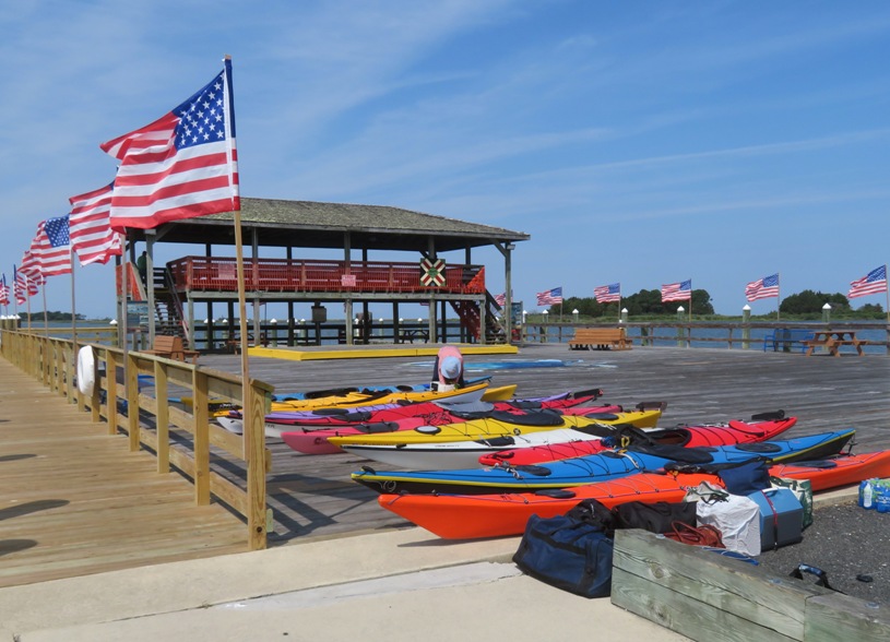 Kayaks staged at the City Dock