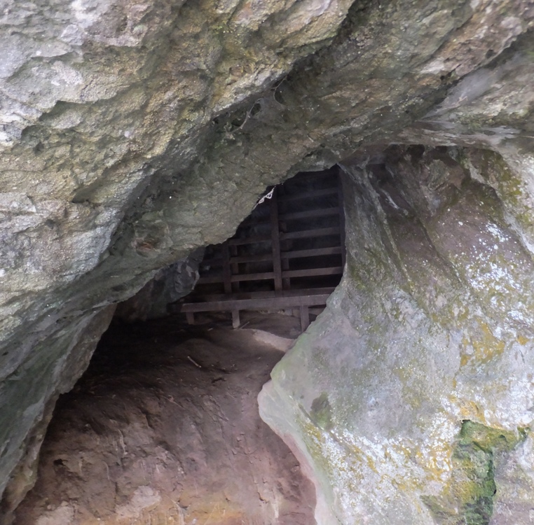 Closed off entrance to cave