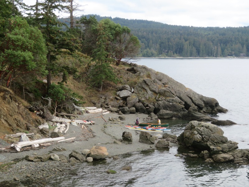 Kayaks pulled ashore