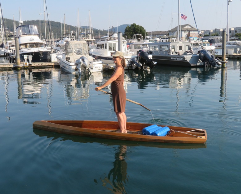 Woman on wooden SUP