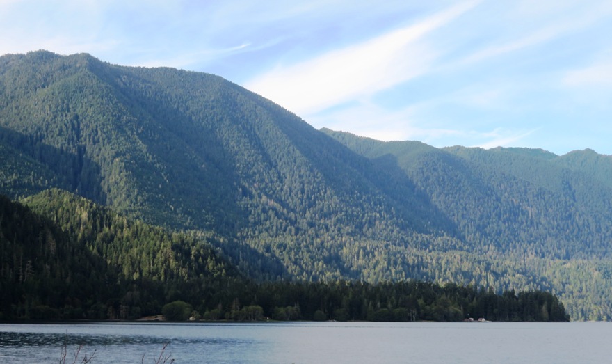 Lake Crescent with mountains behind