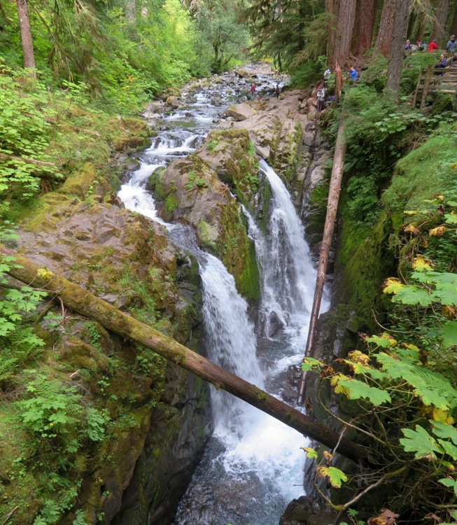 Water flowing into slot canyon