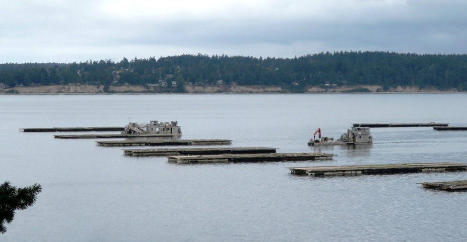 Very large floating platforms with two boats