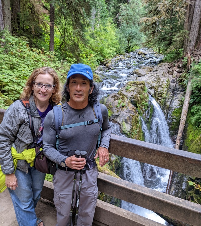 Norma and I with Sol Duc Falls in the background