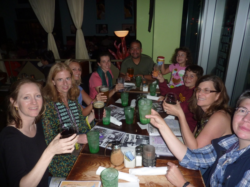 Norma and friends seated at dinner table