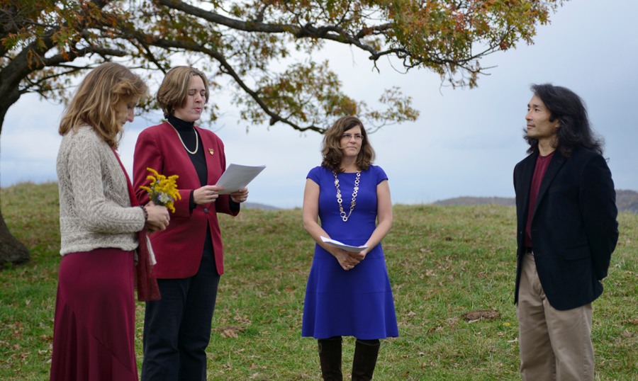 Jenn reads her lines like a pro with Sherri, Norma, and me nearby