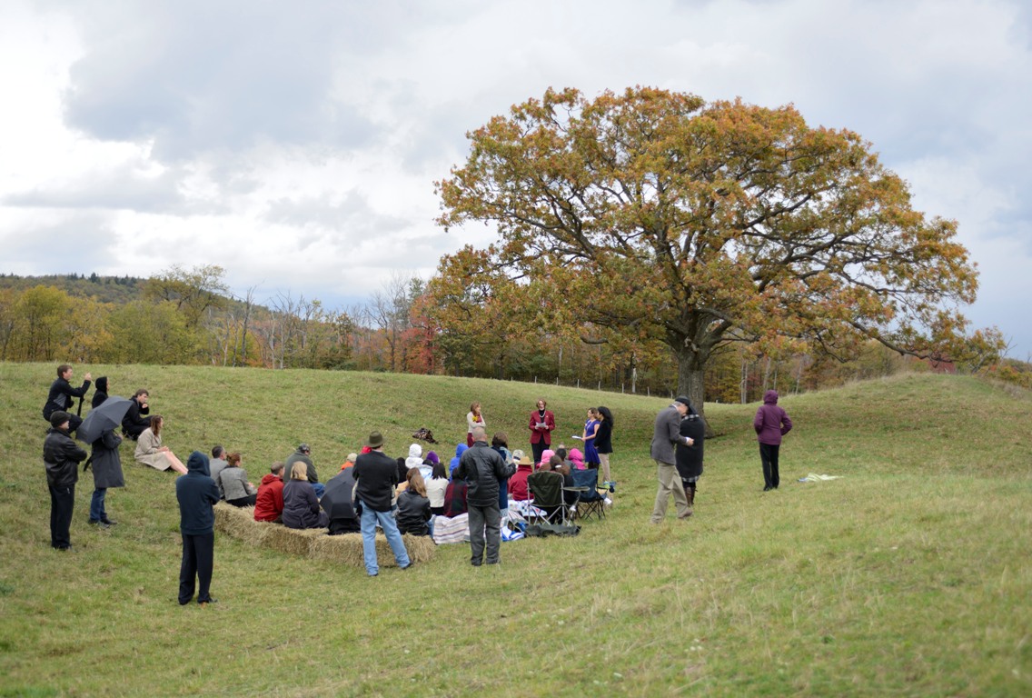 Starting the ceremony at the oak tree