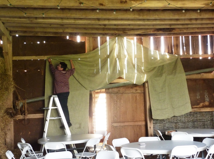 Angelika making the barn look nice