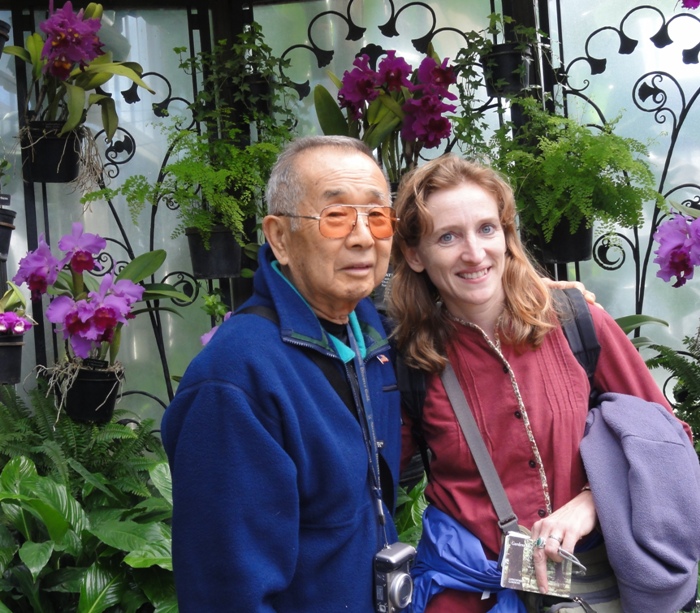 Dad, Norma, and exotic flowers