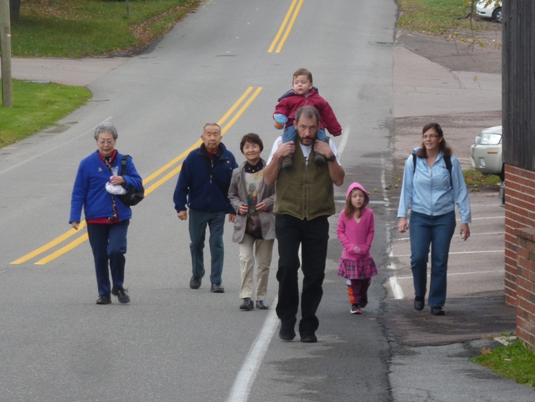 Walking to breakfast