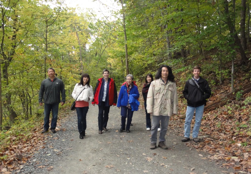 Group walking on the trail