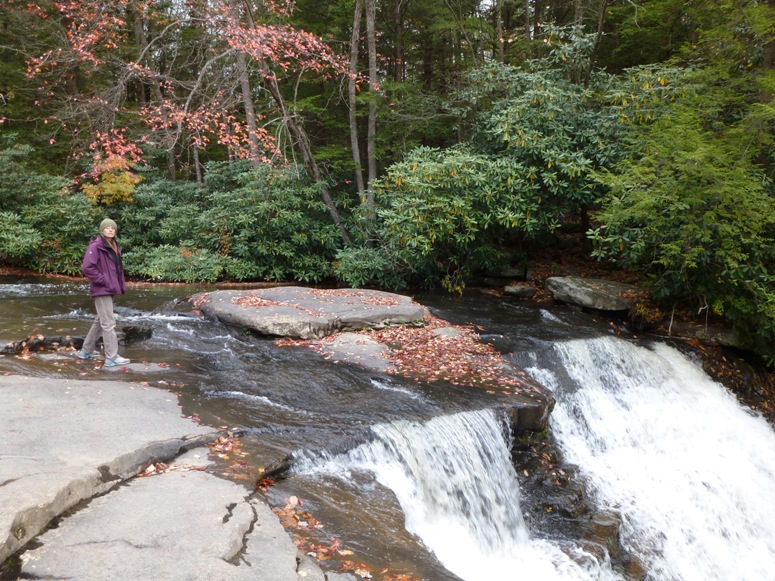 Carmen at the top of the falls.  Don't jump!