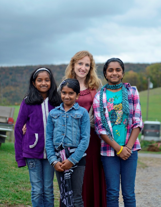 Norma with Thanusha, Nidhiksha, and Dursha (Malar and Ragu's kids)