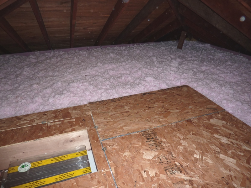 Attic view looking towards the whole house fan