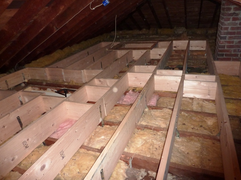 Frame in attic that will support 'floating island'