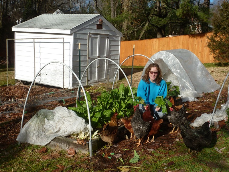 Norma in her garden with the girls