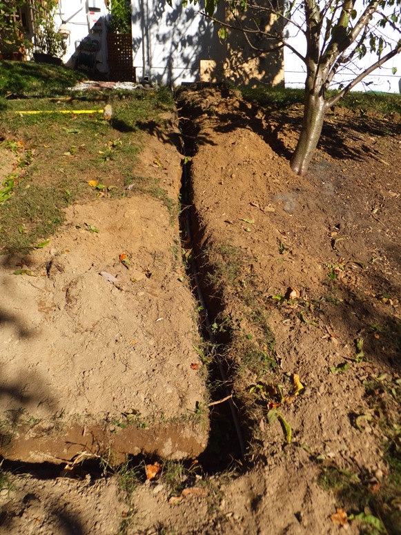 70-foot-long trench, to garage view