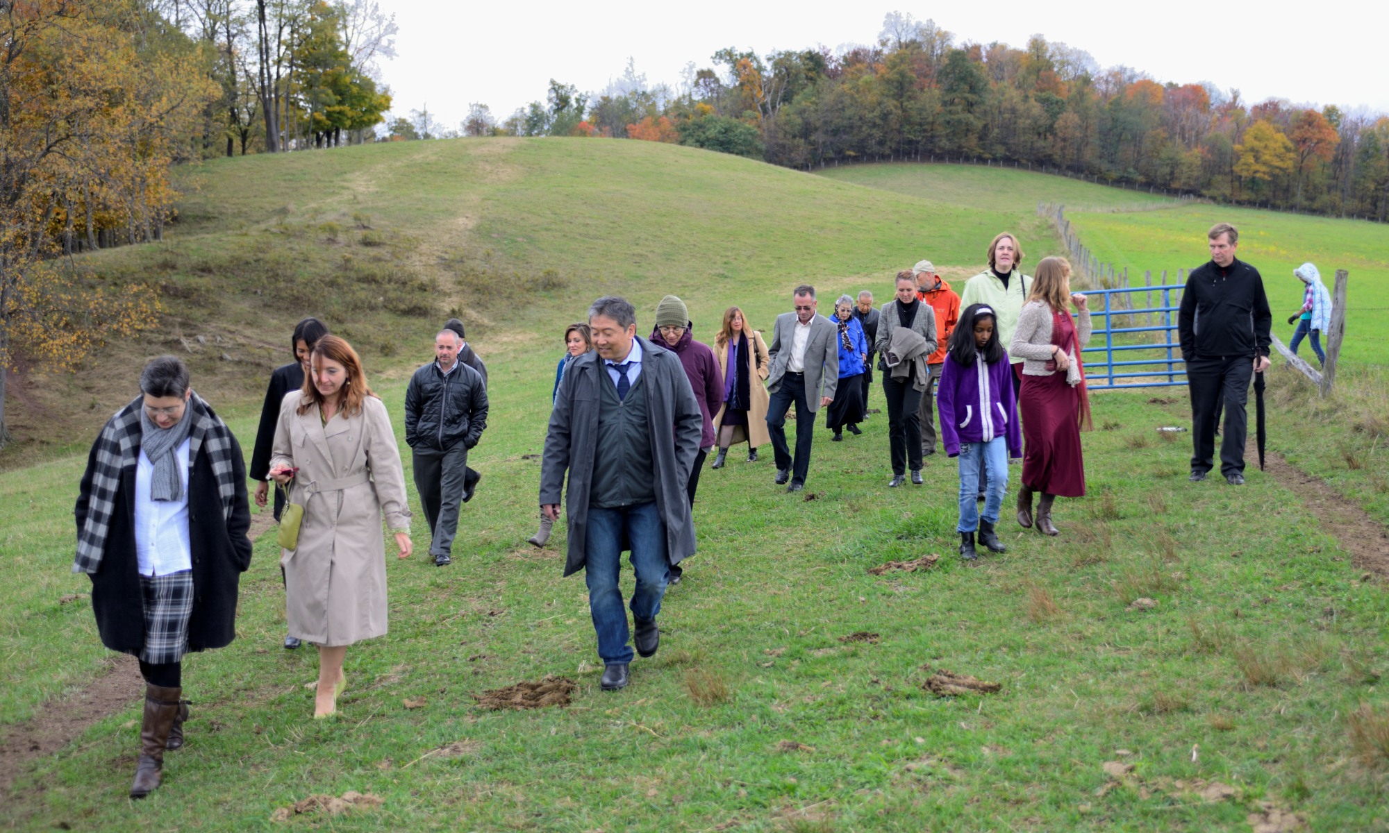 Wedding group walking to the ceremony