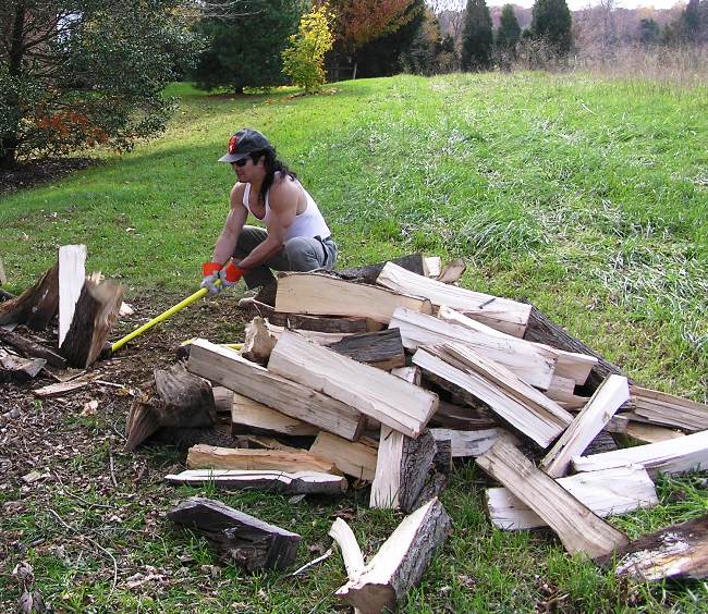 Me splitting firewood in 2006