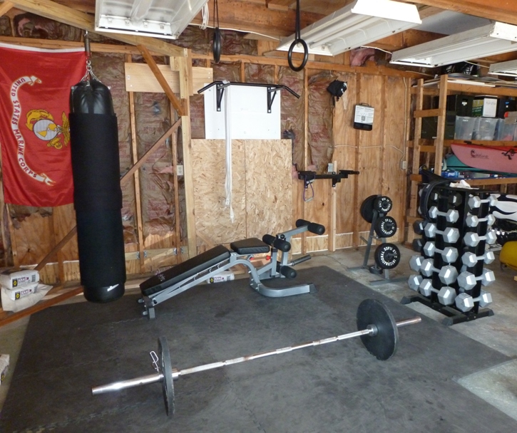 Home gym in garage