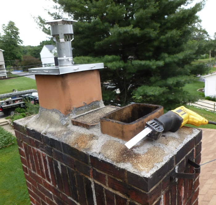 Chimney before the professionals fixed it up