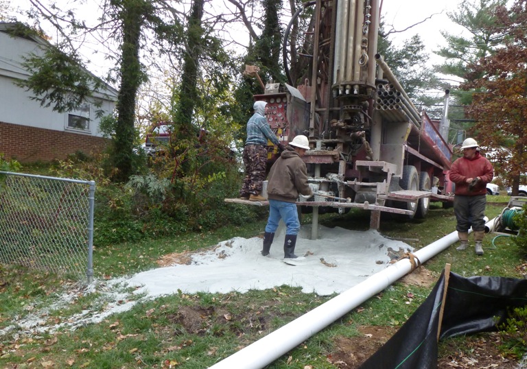 Drilling machine pulling up stuff that looks like milkshake