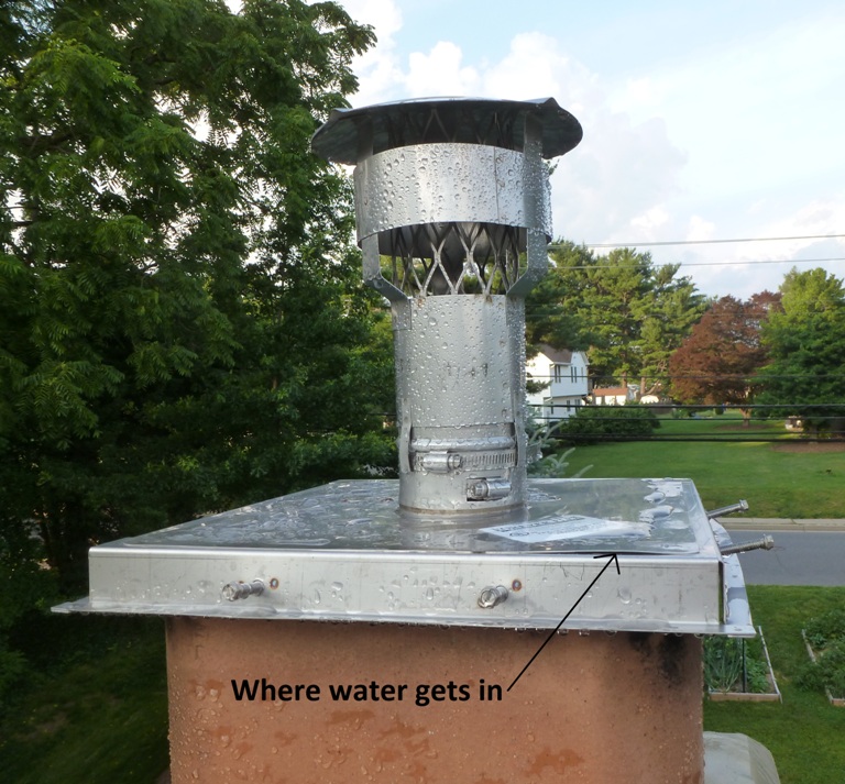 Pointing out where the water was coming in through the chimney