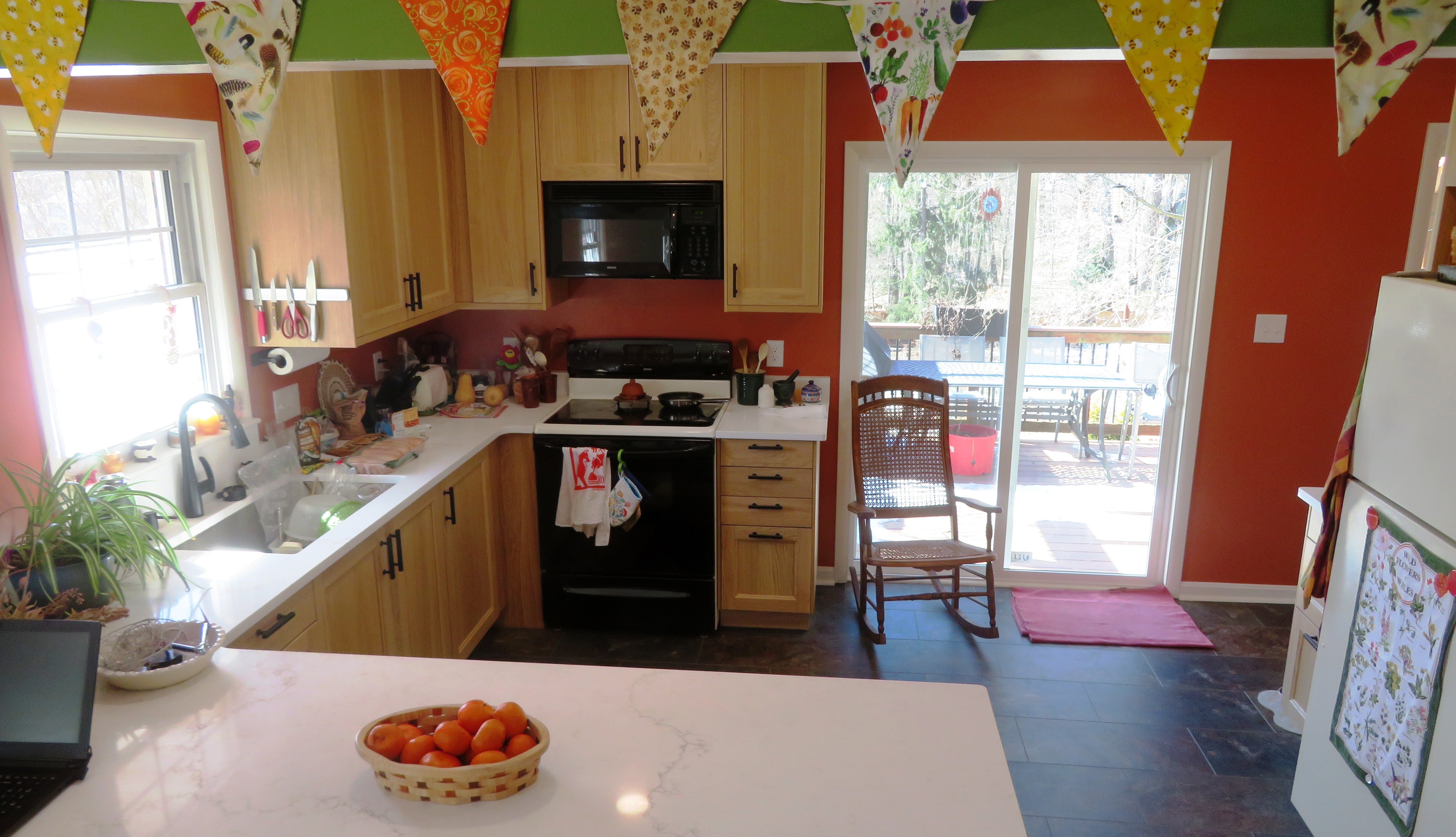 A view of the kitchen, after the renovation work was completed