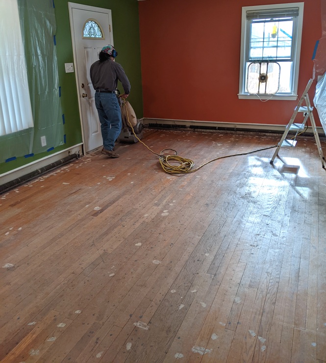 Me using drum sander on unsanded floor