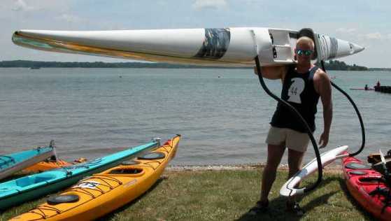 Neil with his outrigger canoe