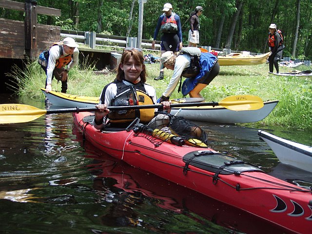 Lisa in her kayak on the Nassawango